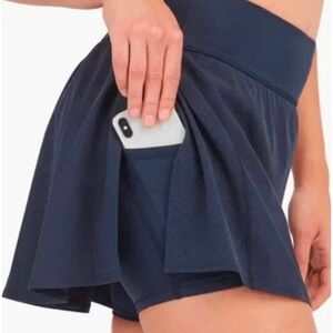 Spanx Athletic Skort Navy Blue Built in Shorts Pockets Tennis Golf Running mediu